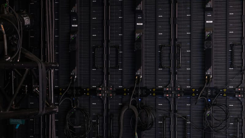 a close-up of a server room